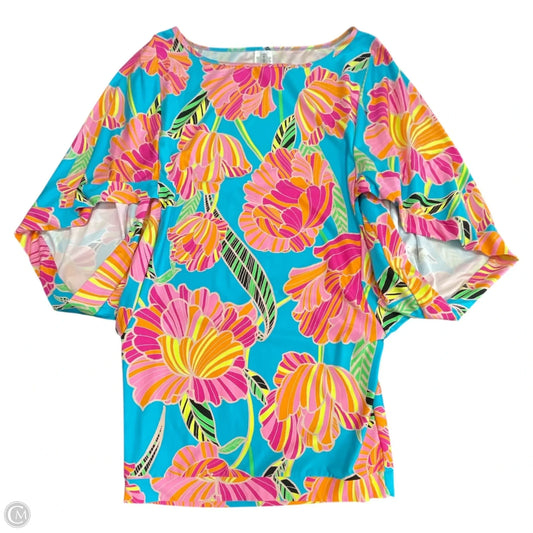Top Short Sleeve By Trina Turk In Blue & Orange, Size: M