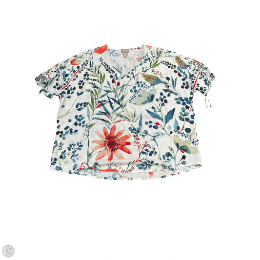Top Short Sleeve By Chicos In Blue & Red & White, Size: L