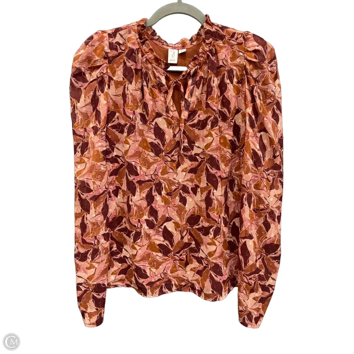 Blouse Long Sleeve By Joie In Orange & Purple, Size: M