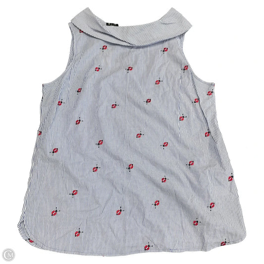 Top Sleeveless By Talbots In Blue & White, Size: L