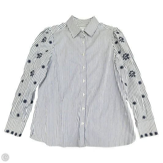 Top Long Sleeve By Chicos In Blue & White, Size: 6