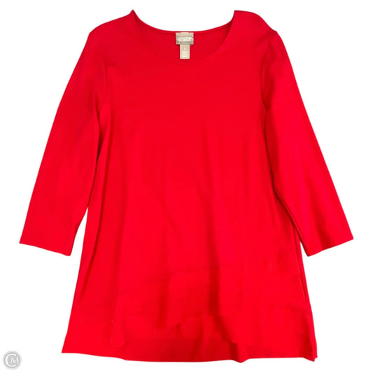 Top 3/4 Sleeve By Chicos In Red, Size: M