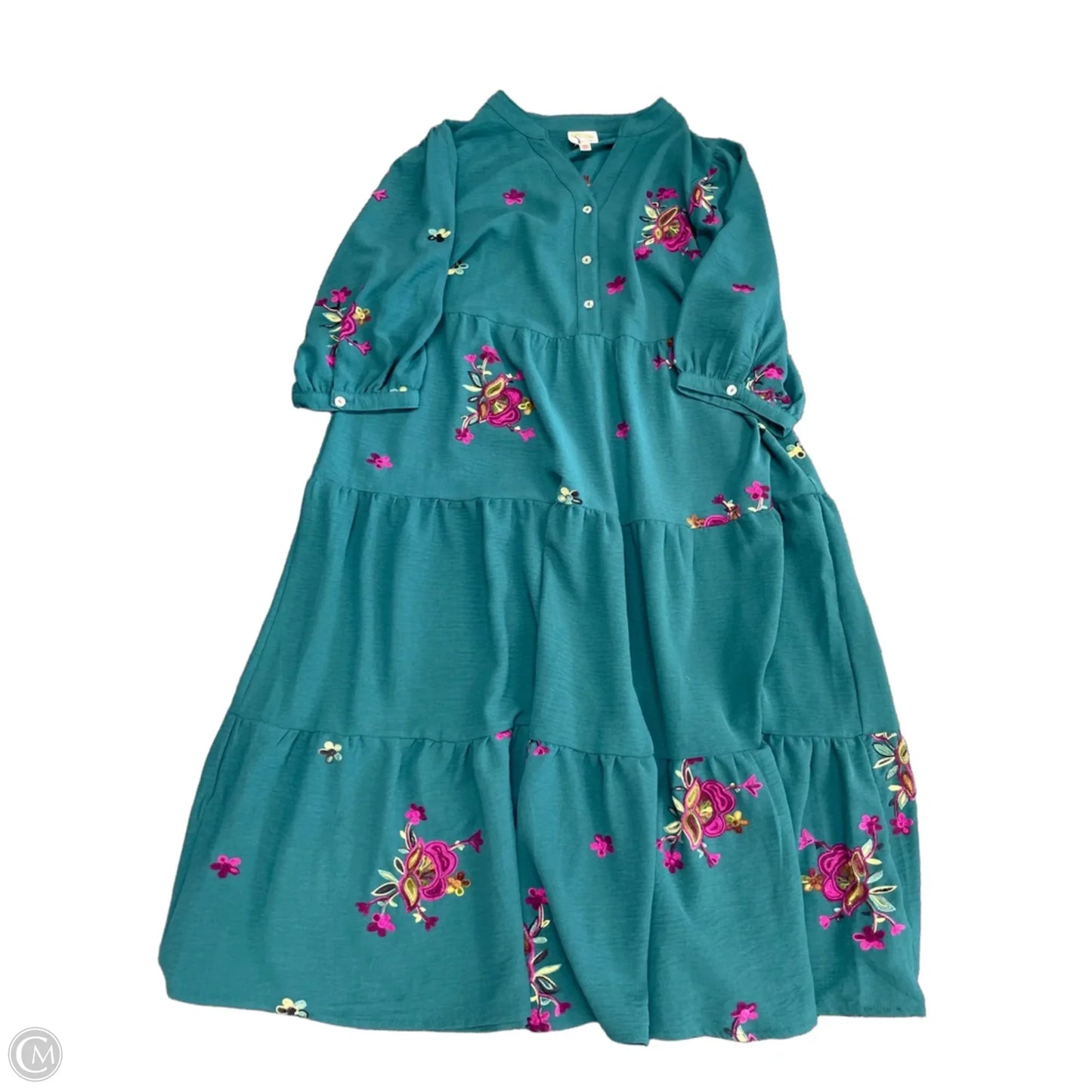 Dress Casual Midi By Figuero & Flower In Teal, Size: M