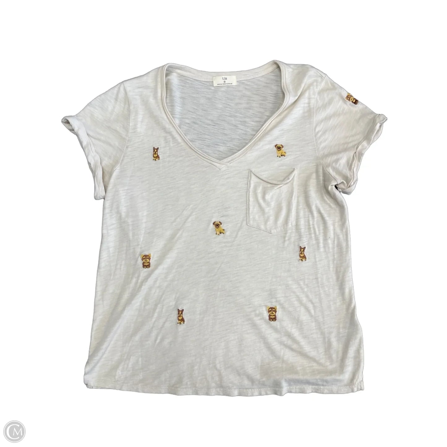 Top Short Sleeve Basic By T.la In Cream, Size: S
