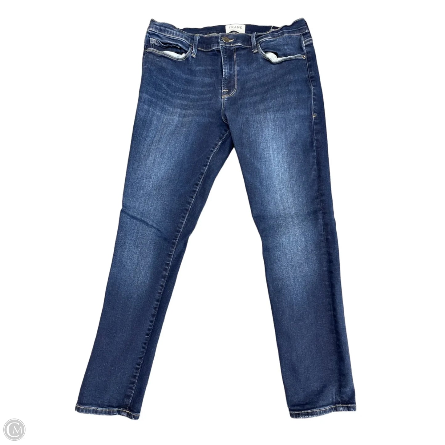 Jeans Skinny By Frame In Blue Denim, Size: 14