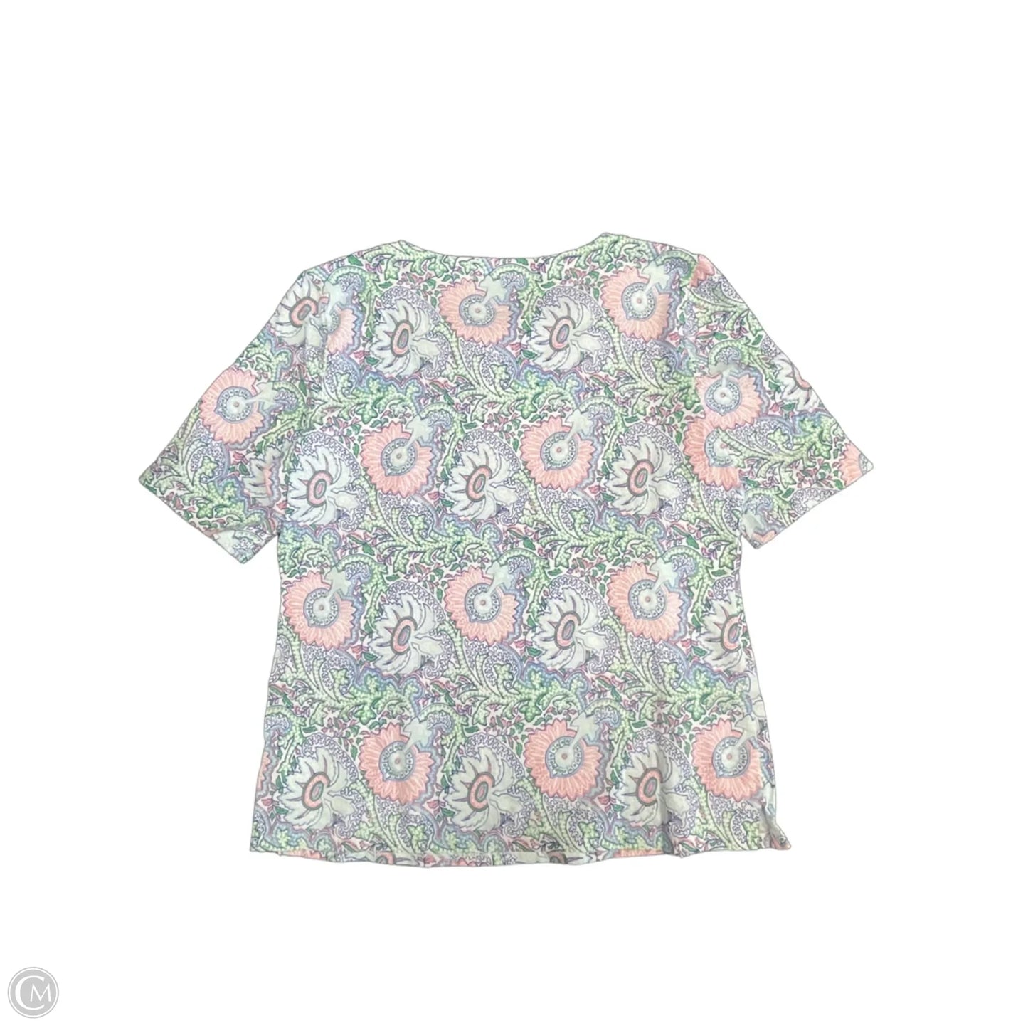 Top Short Sleeve Basic By Talbots In Blue & Pink, Size: L