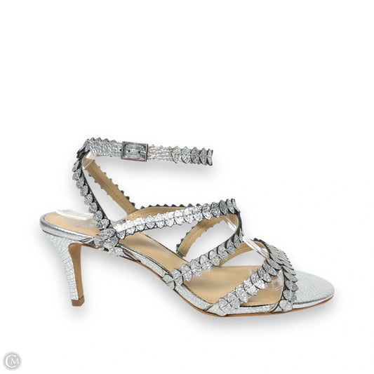 Sandals Heels Kitten By Vince Camuto In Silver, Size: 9