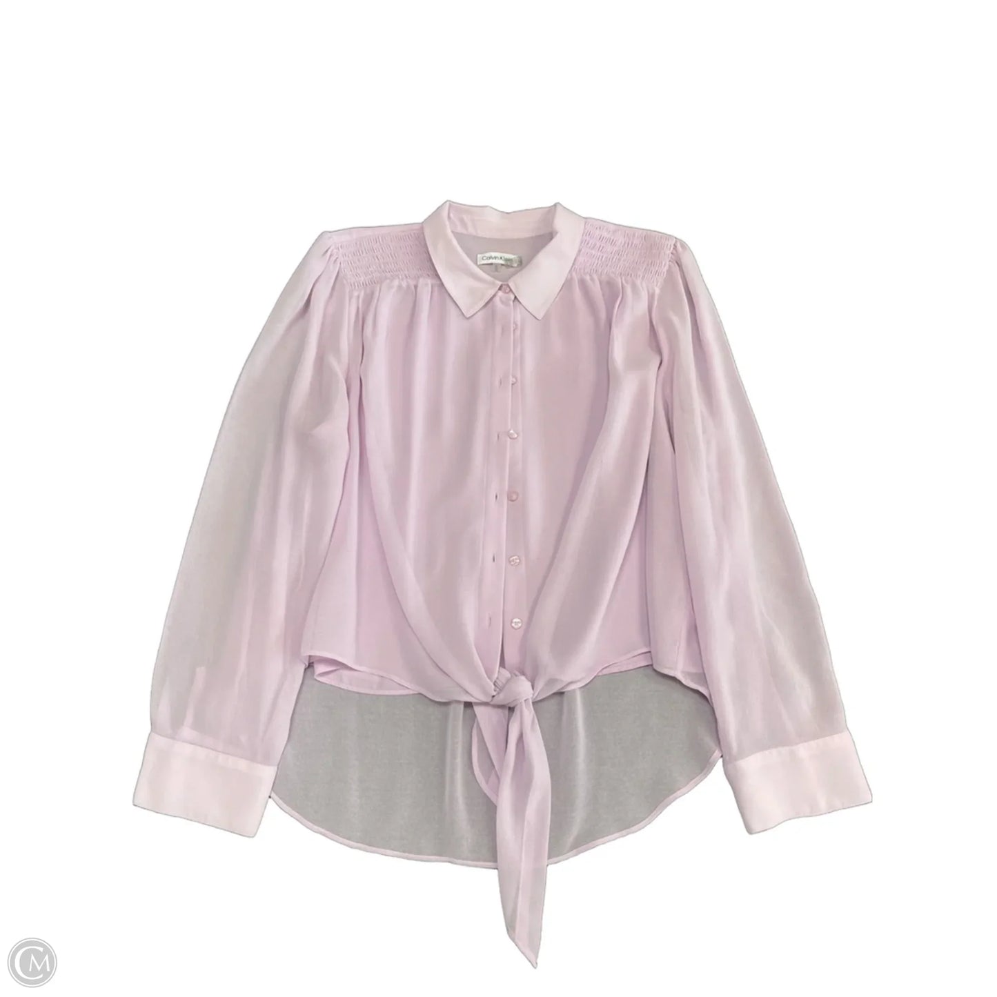 Blouse Long Sleeve By Calvin Klein In Pink, Size: Xl