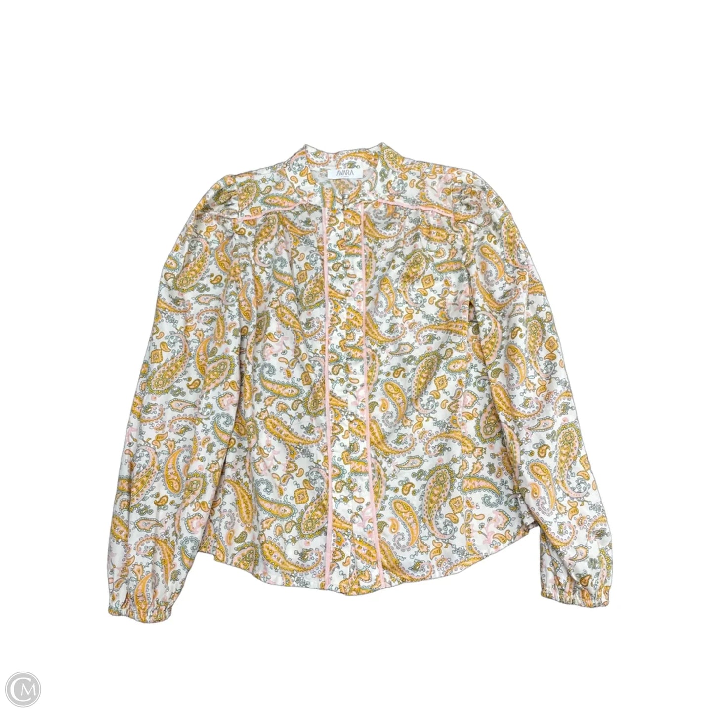 Top Long Sleeve By Cmb In Orange & White, Size: Xs