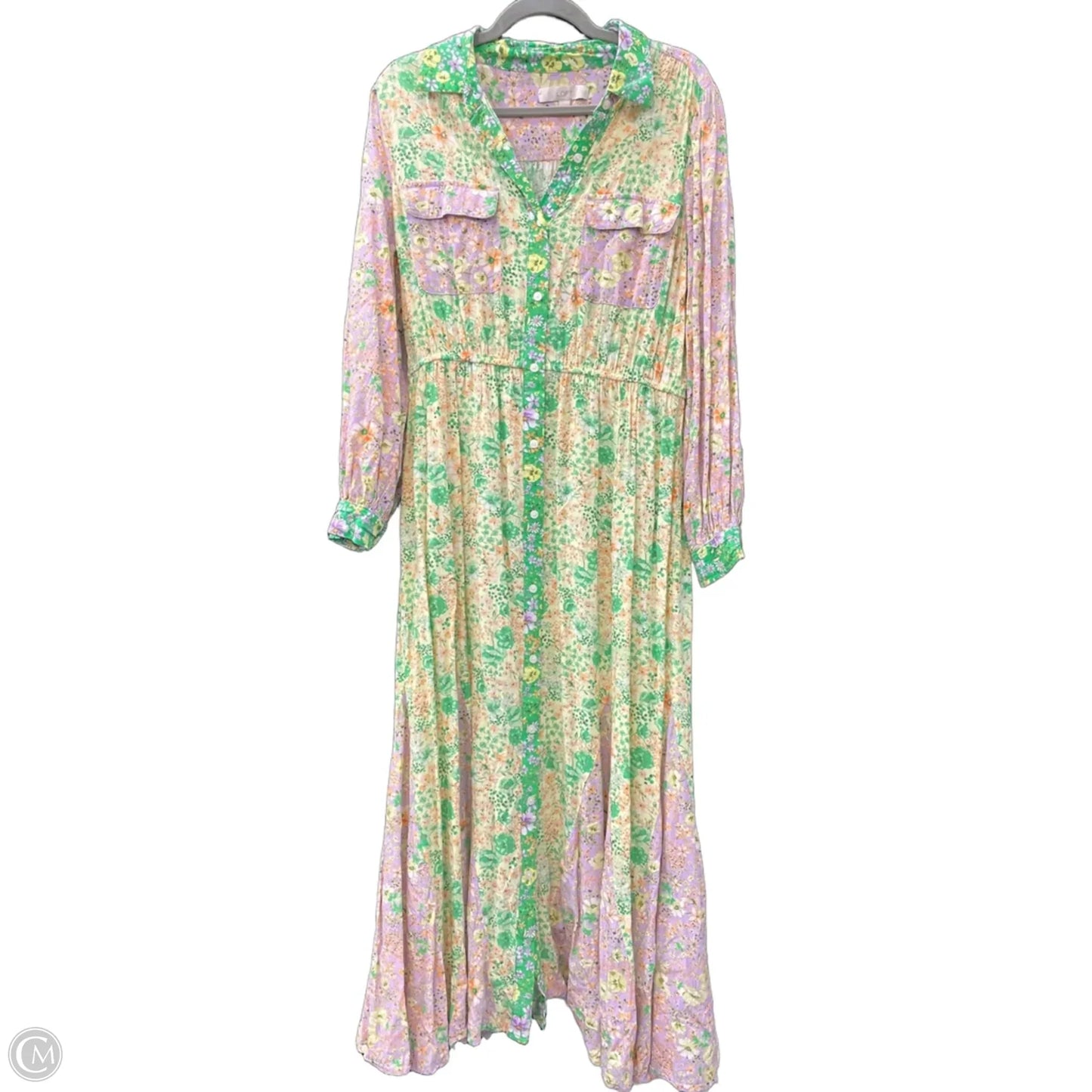 Dress Casual Maxi By Loft In Green & Purple, Size: L