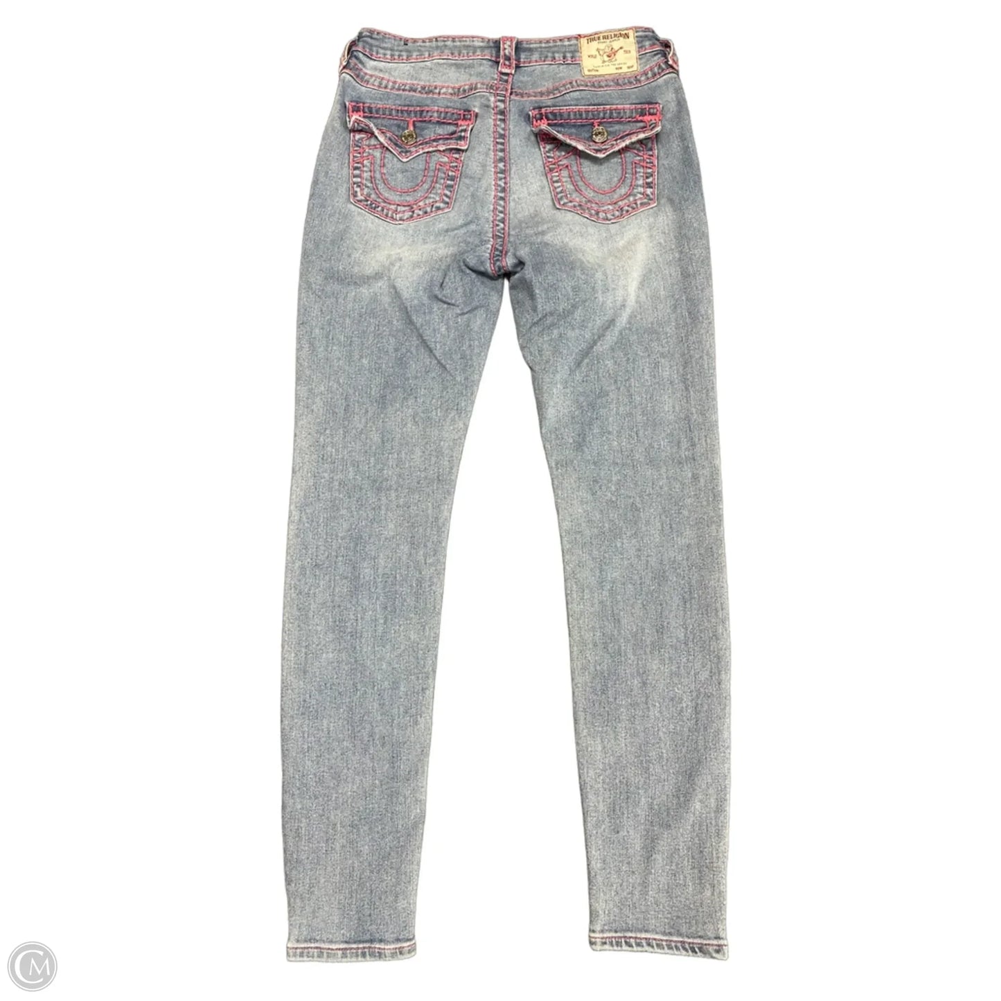 Jeans Skinny By True Religion In Blue & Pink, Size: 8