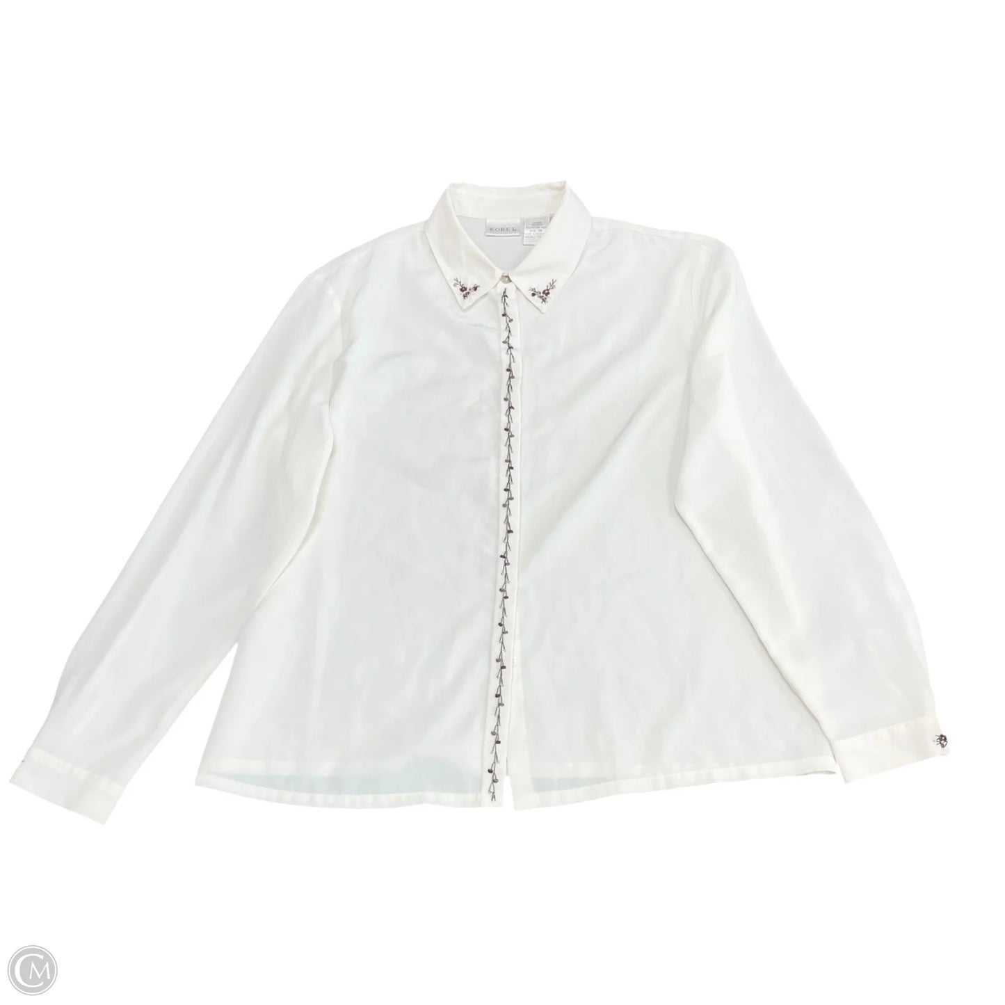 Blouse Long Sleeve By Koret In Ivory, Size: 14