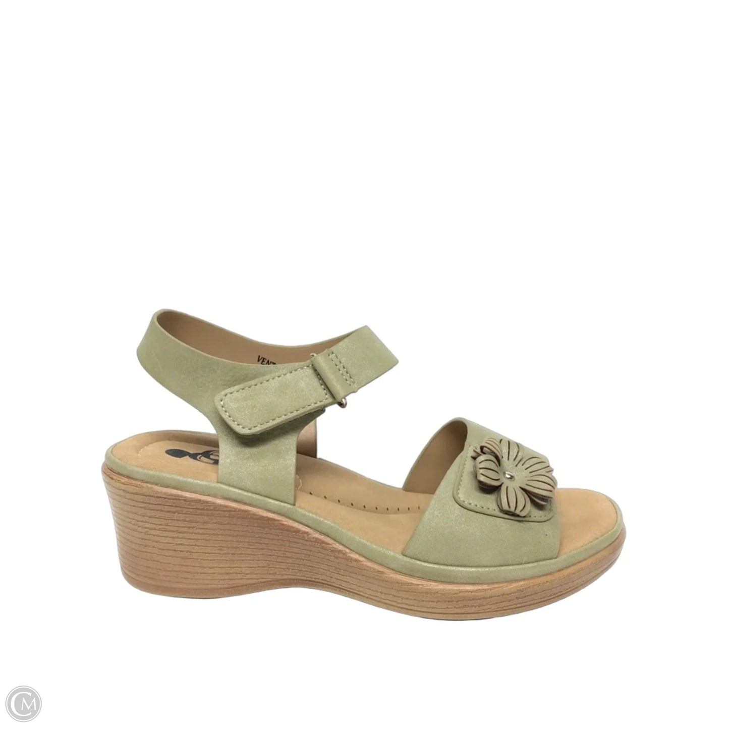 Sandals Heels Wedge By Cmf In Green, Size: 8.5
