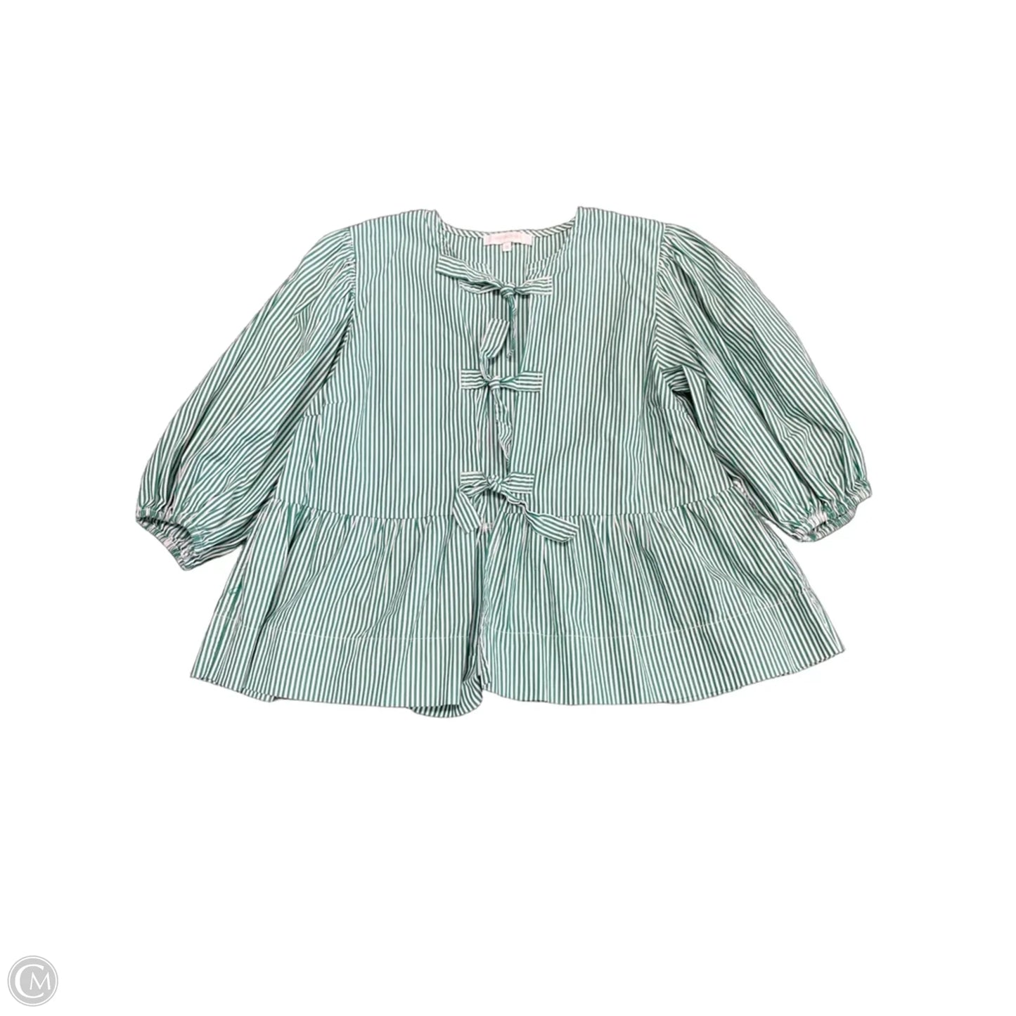 Top Short Sleeve By Olivaceous In Green & White, Size: M