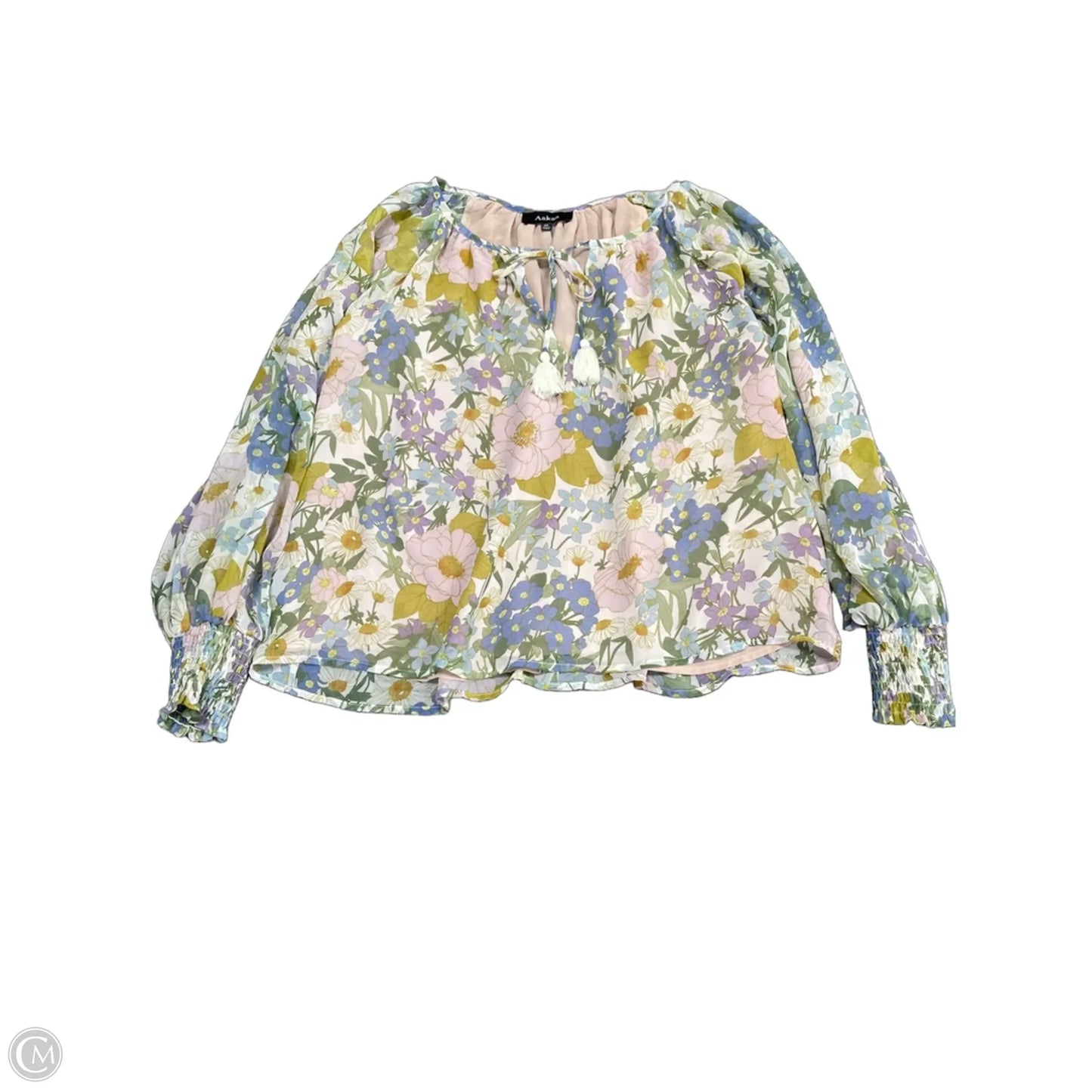 Top Long Sleeve By Aakaa In Blue & Green, Size: M