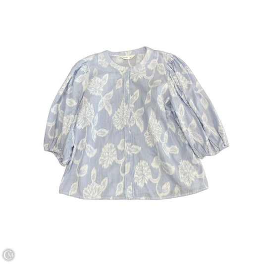Top Short Sleeve By Nine West In Blue & White, Size: L