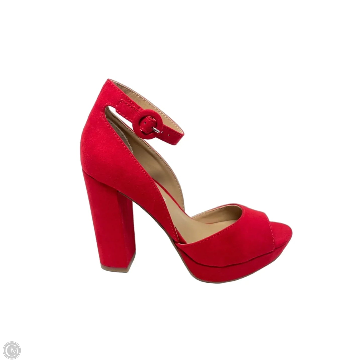 Sandals Heels Block By Clothes Mentor In Red, Size: 5