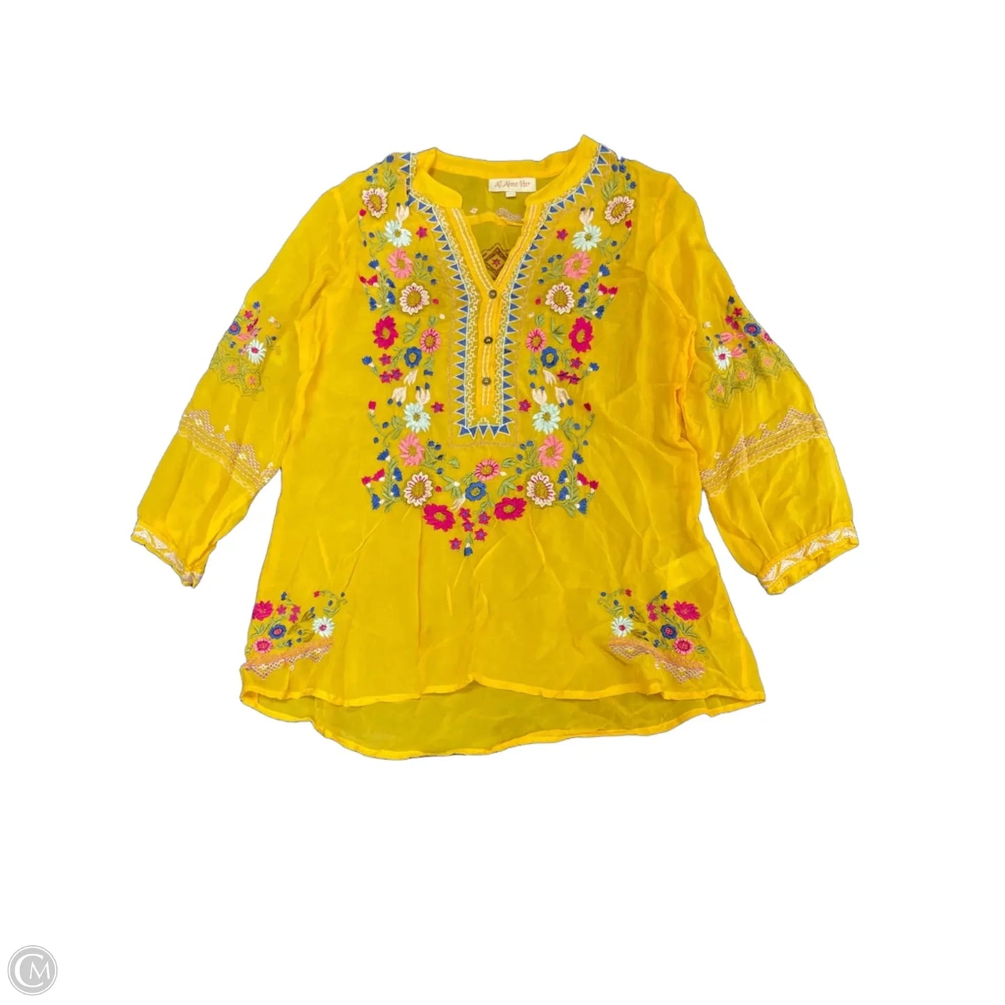 Top Long Sleeve By Cmc In Yellow, Size: S