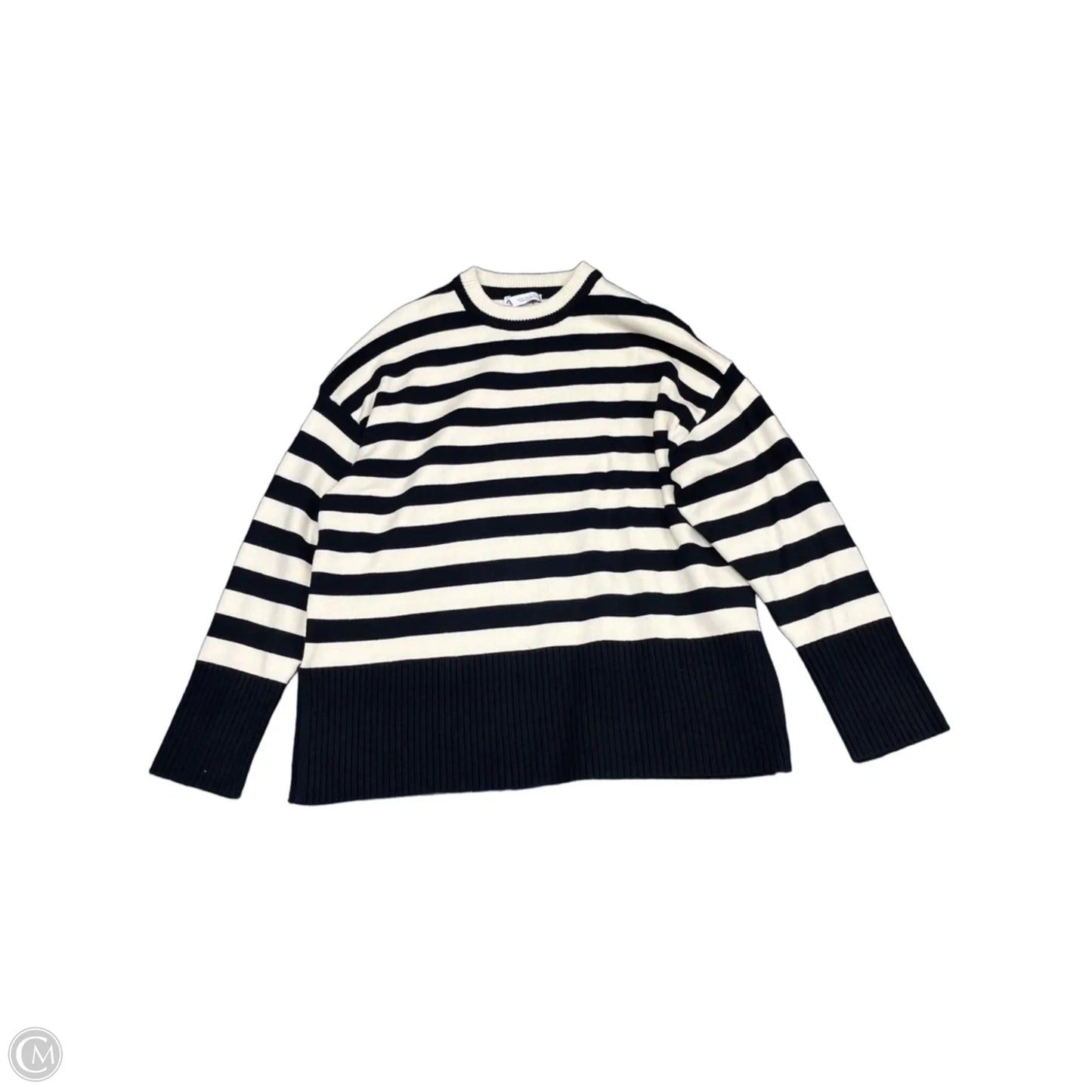 Sweater By Zara In Black & Cream, Size: Xl
