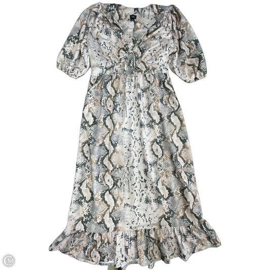 Dress Casual Midi By River Island In Green & Tan, Size: 10