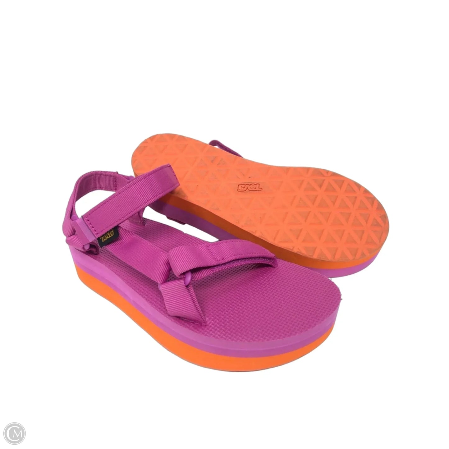 Sandals Heels Platform By Teva In Orange & Purple, Size: 10