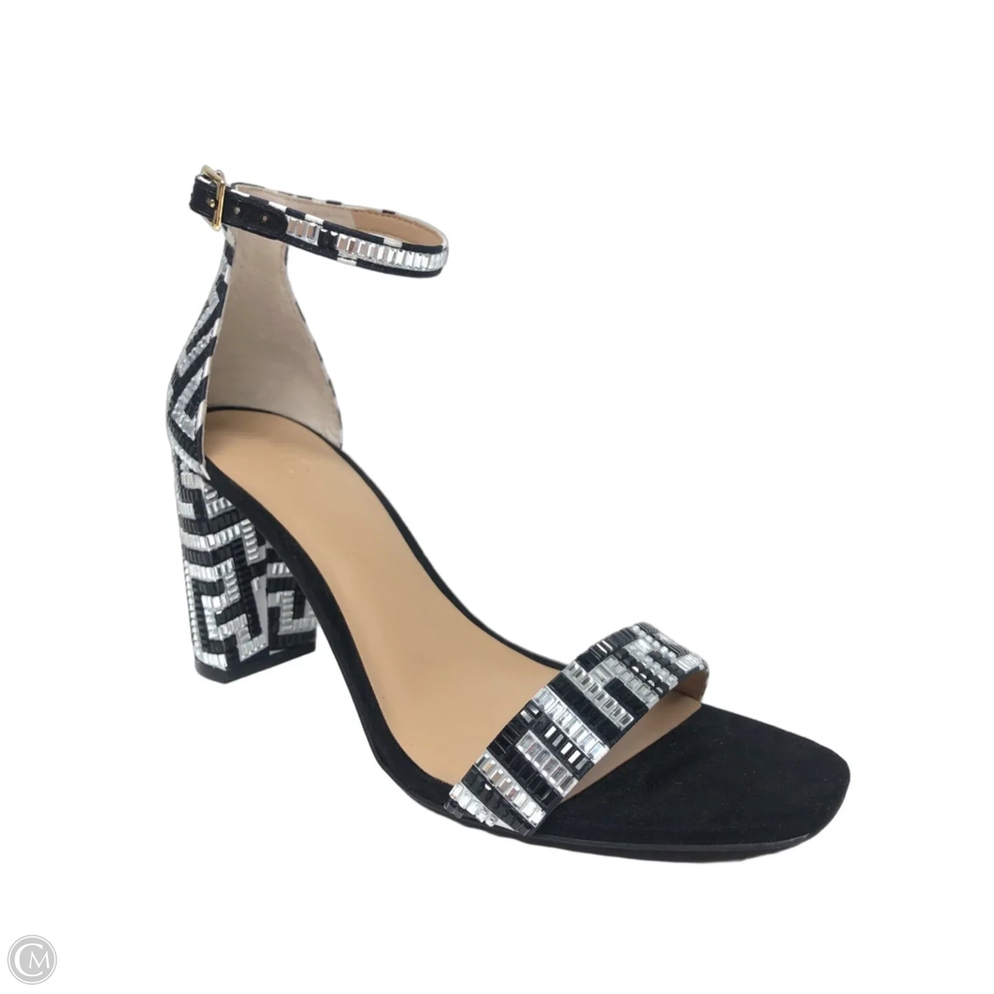 Sandals Heels Block By Inc In Black & Silver, Size: 10