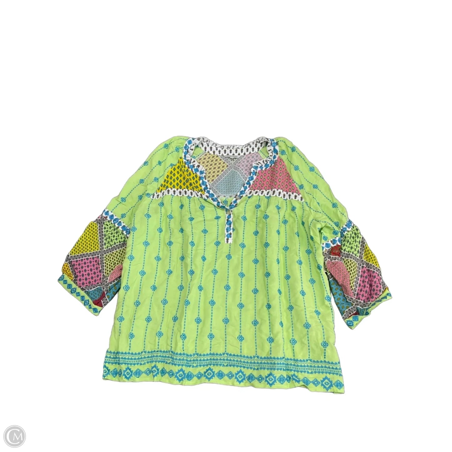 Top Short Sleeve By John Mark In Green, Size: 1x