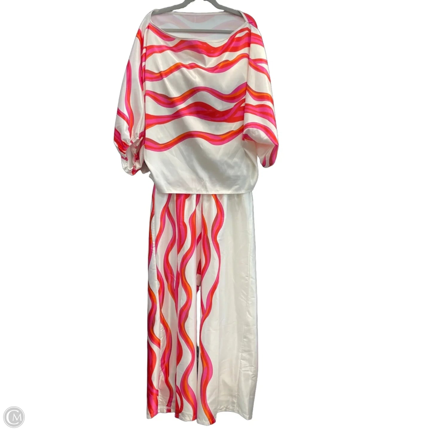 Pants Set 2pc By Clothes Mentor In Pink & White, Size: L