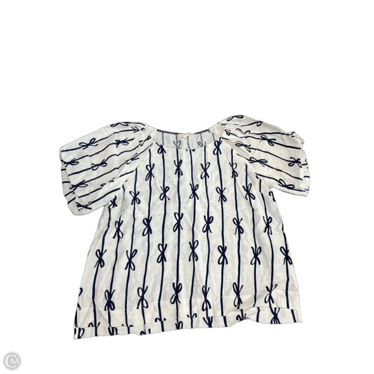 Top Short Sleeve By Umgee In Blue & White, Size: L