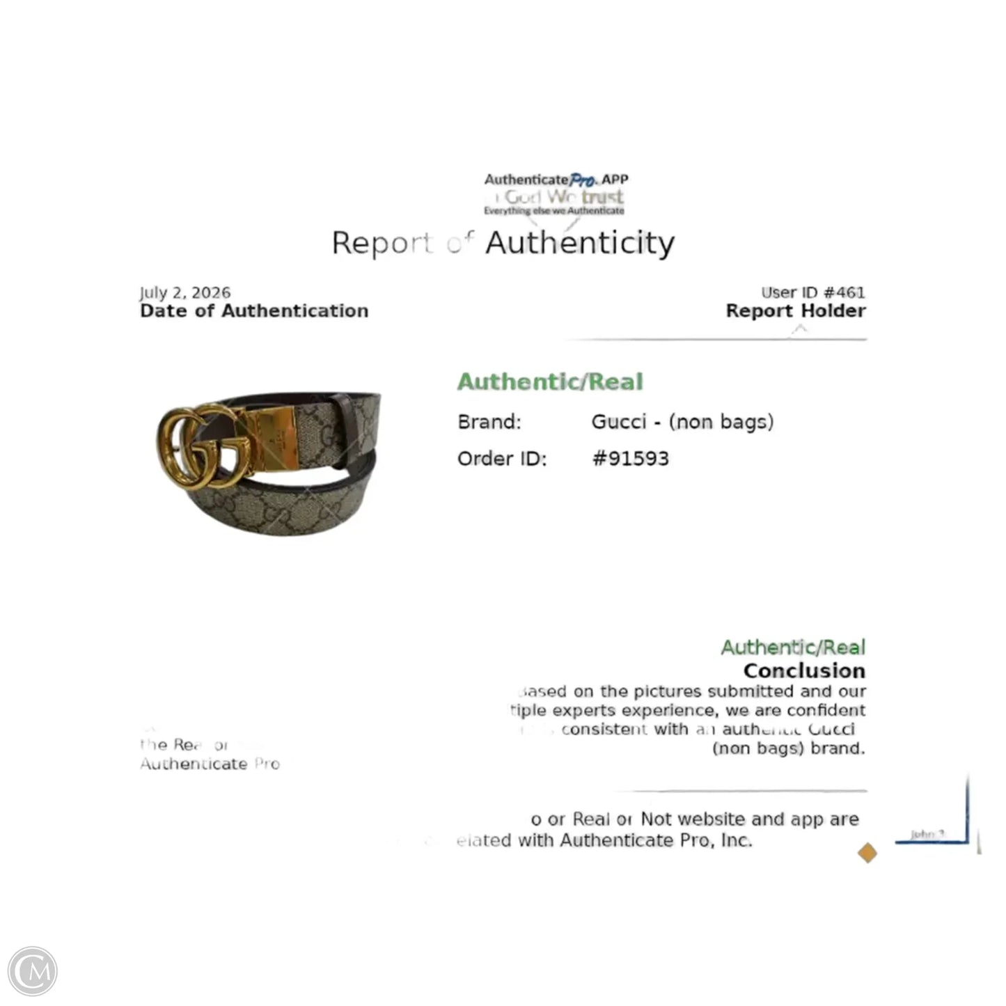 Belt Luxury Designer By Gucci, Size: