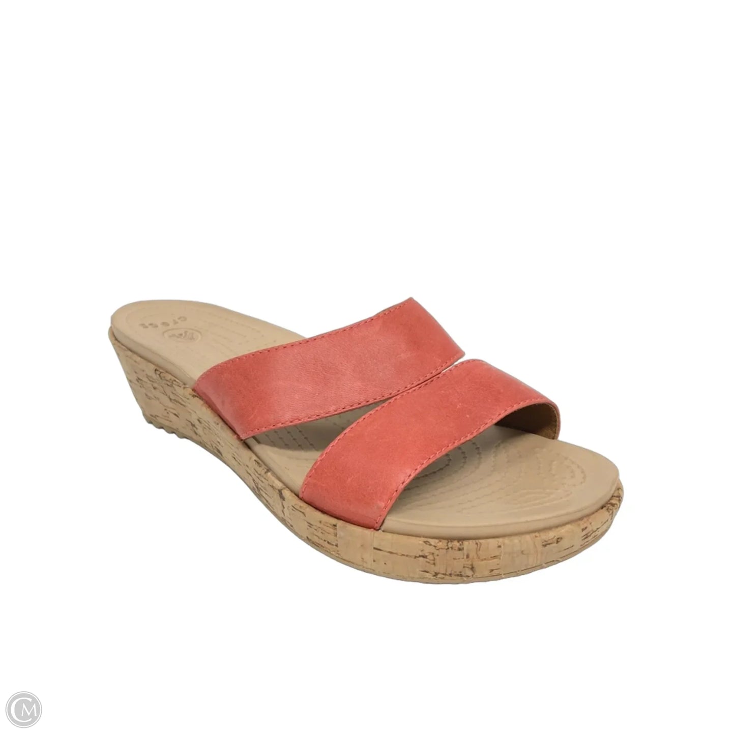 Sandals Heels Wedge By Crocs In Coral, Size: 8
