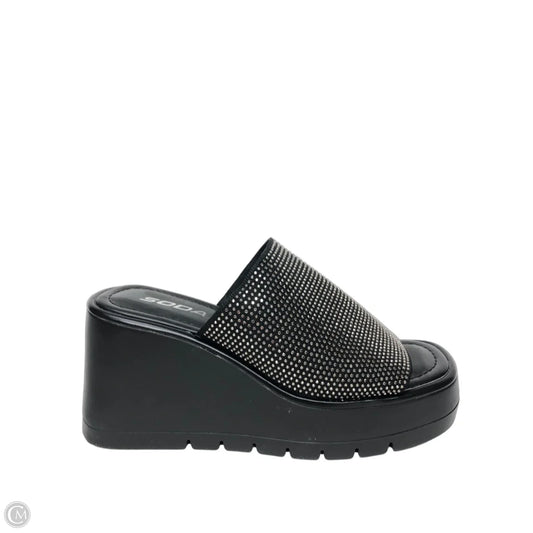 Sandals Heels Wedge By Soda In Black, Size: 7.5