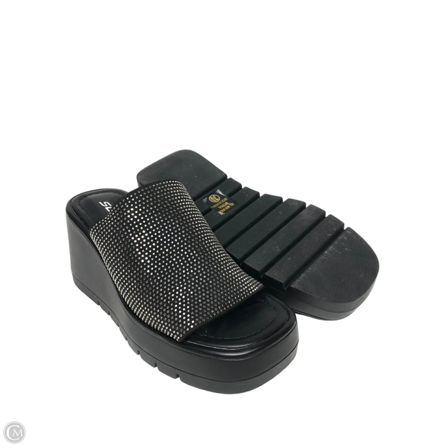 Sandals Heels Wedge By Soda In Black, Size: 7.5
