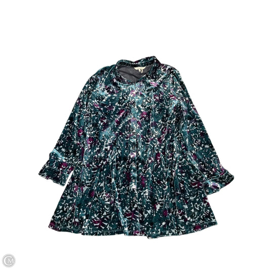 Tunic Long Sleeve By Zozo In Blue & Purple, Size: Xl