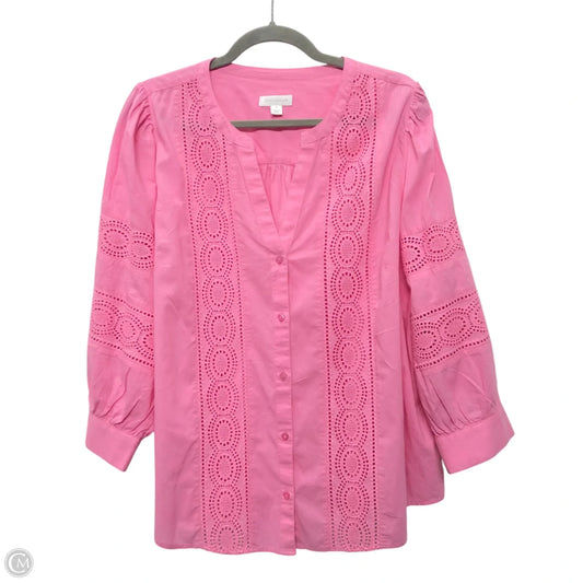 Top 3/4 Sleeve By Charter Club In Pink, Size: Xl