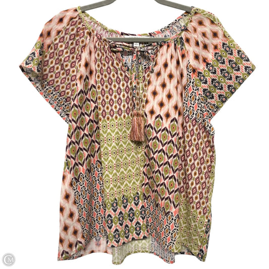 Top Short Sleeve By Liverpool In Green & Pink, Size: L