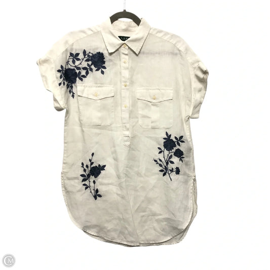 Top Short Sleeve By Lauren By Ralph Lauren In Blue & White, Size: S
