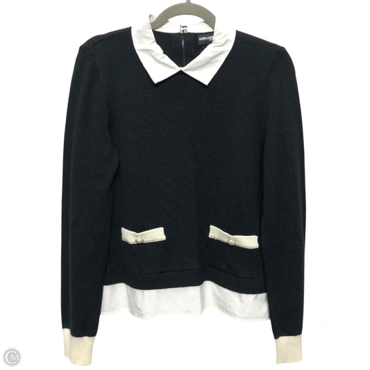 Top Long Sleeve Designer By Karl Lagerfeld In Black & White, Size: S