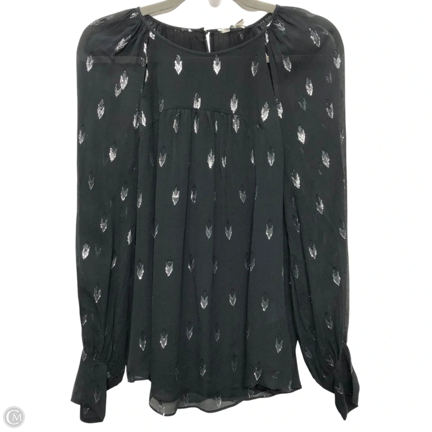 Blouse Long Sleeve By Joie In Black & Silver, Size: S