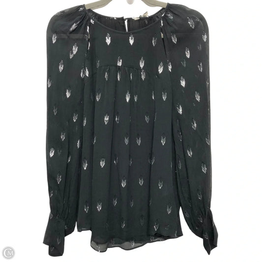 Blouse Long Sleeve By Joie In Black & Silver, Size: S