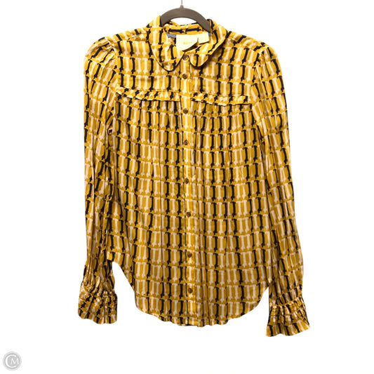 Top Long Sleeve By Maeve In Blue & Yellow, Size: 4