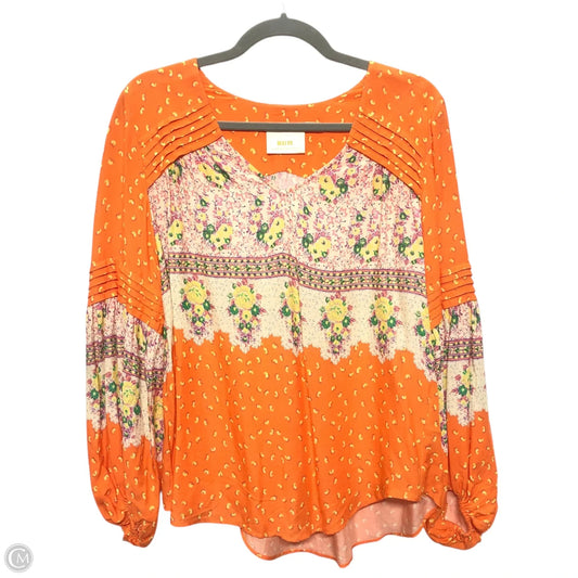Top Long Sleeve By Maeve In Orange & White, Size: Xs