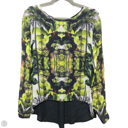Top Long Sleeve By Nicole Miller In Black & Green, Size: S
