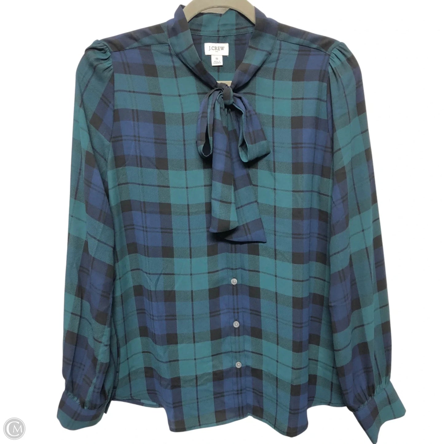 Blouse Long Sleeve By J. Crew In Blue & Green, Size: S