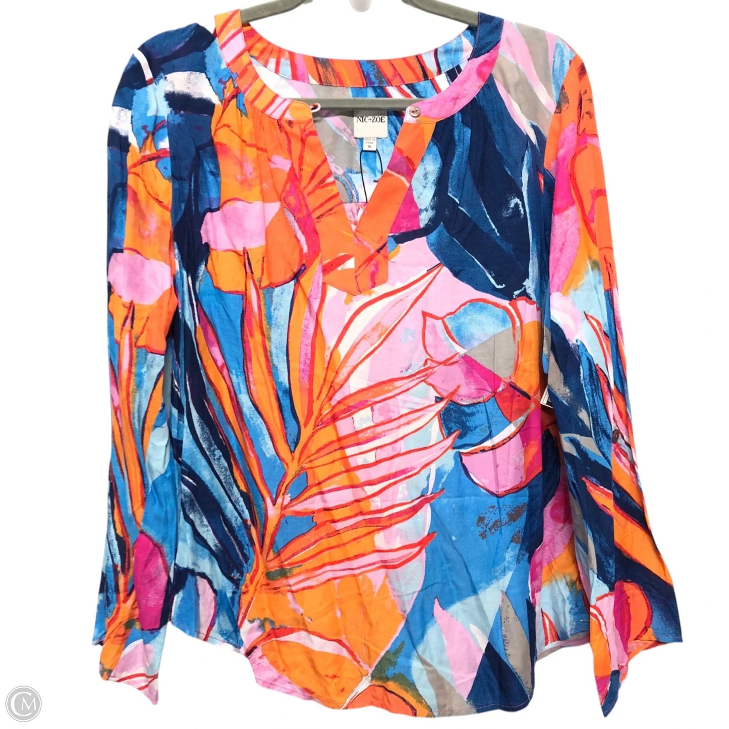 Top Long Sleeve By Nic + Zoe In Blue & Orange, Size: S