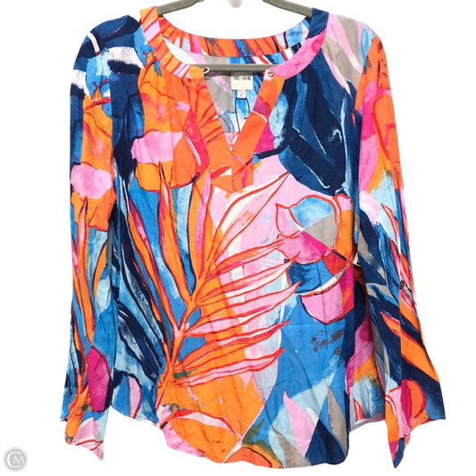 Top Long Sleeve By Nic + Zoe In Blue & Orange, Size: S