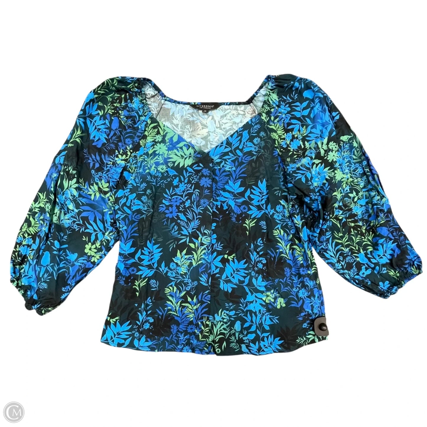 Top Long Sleeve By Liverpool In Blue & Green, Size: Xs