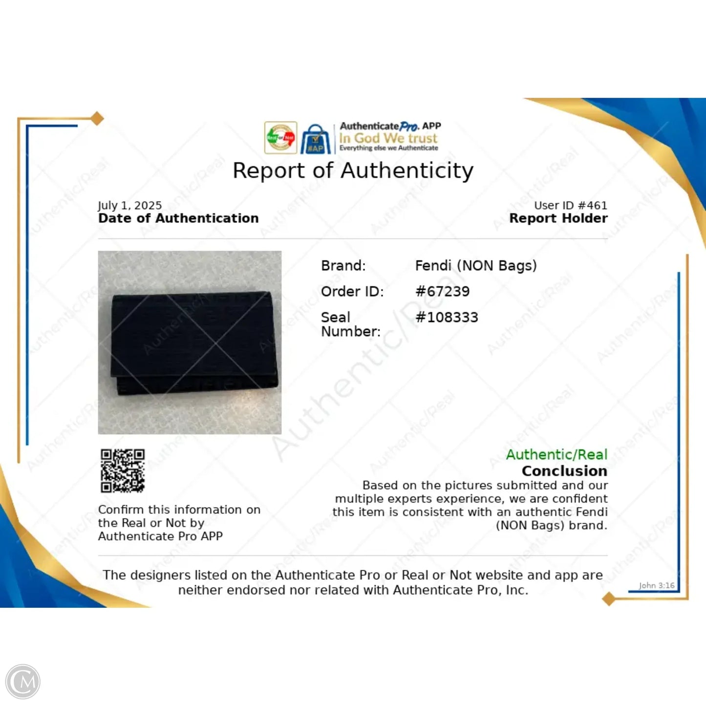 Wallet Luxury Designer By Fendi, Size: Medium