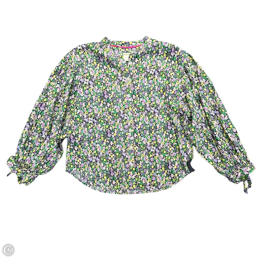 Top Long Sleeve By Maeve In Green & Yellow, Size: S