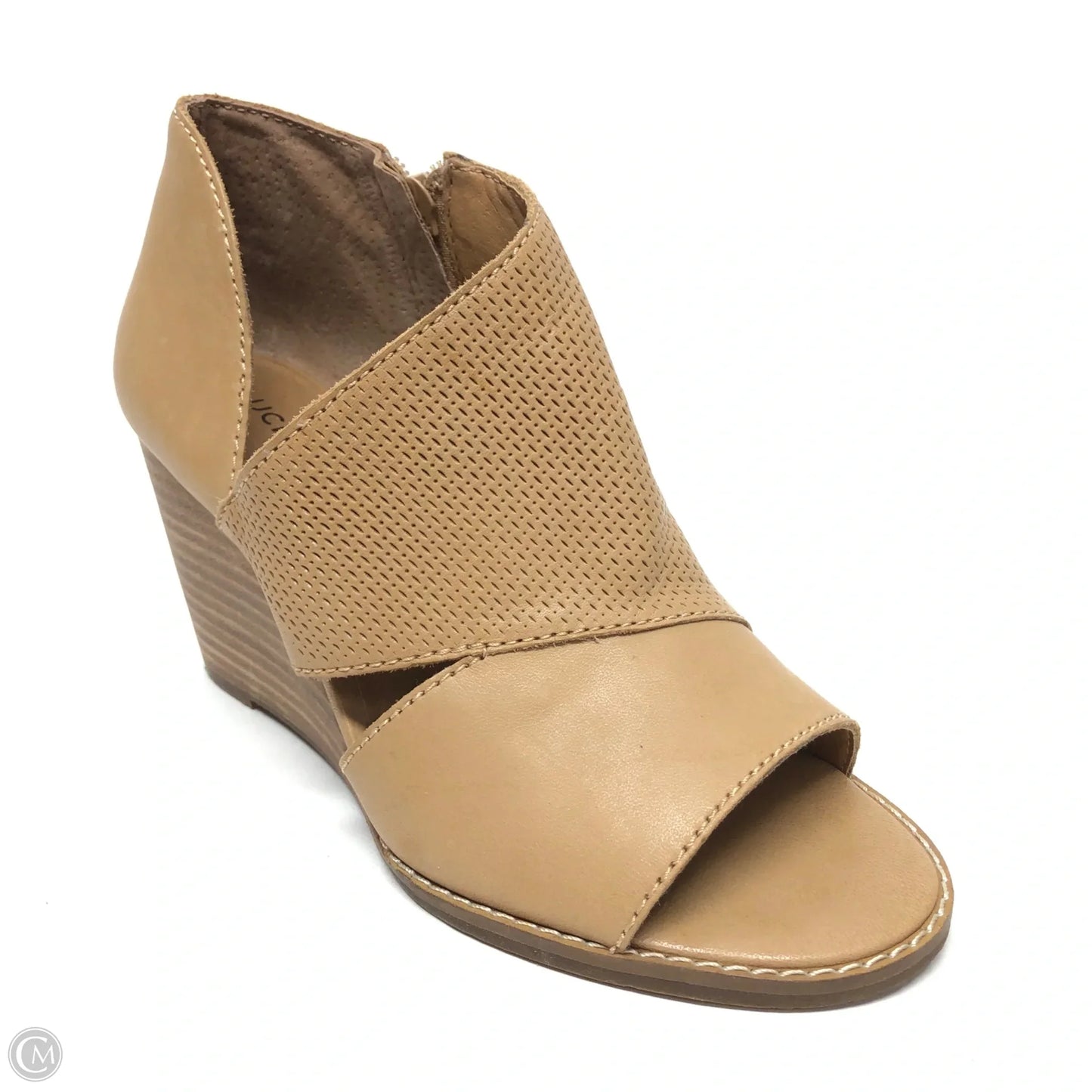 Sandals Heels Wedge By Lucky Brand In Beige, Size: 6.5